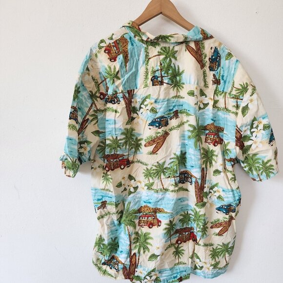 KY Made In Hawaii Button Down Aloha Top Cars Tiki Island 3XL - Picture 3 of 5